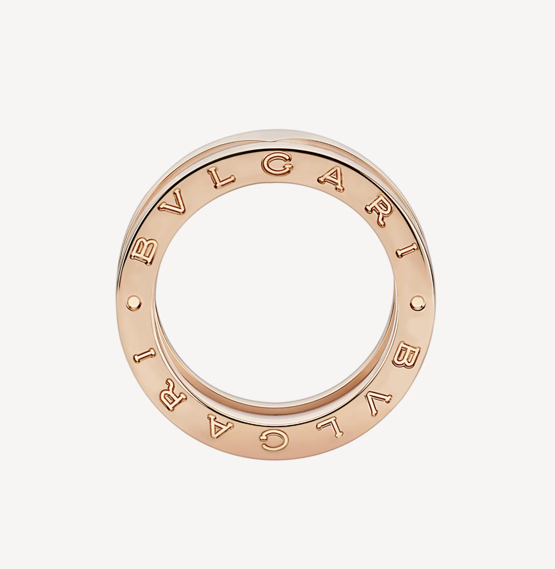 [baslovejewels]ZERO 1 TWO-BAND LOOPS AND WHITE CERAMIC SPIRAL PINK GOLD RING