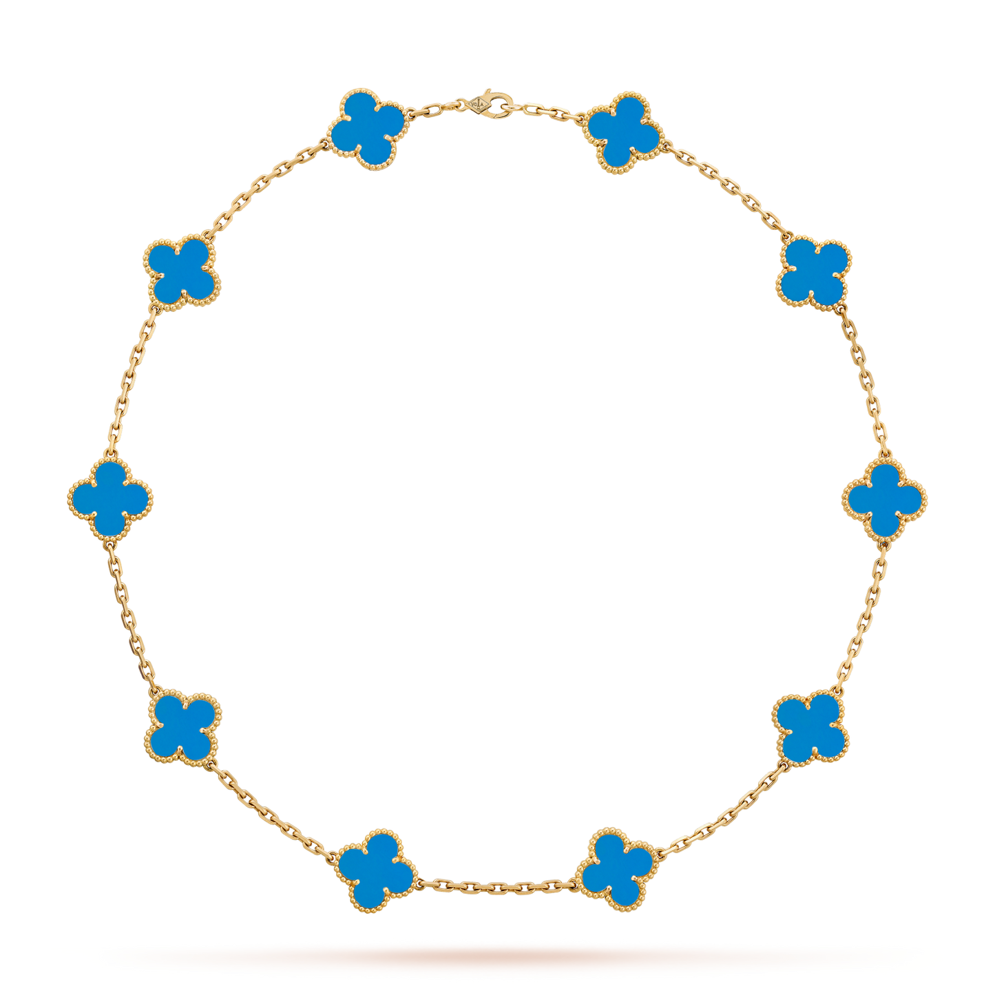 [baslovejewels]CLOVER 10 MOTIFS BLUE AGATE NECKLACE