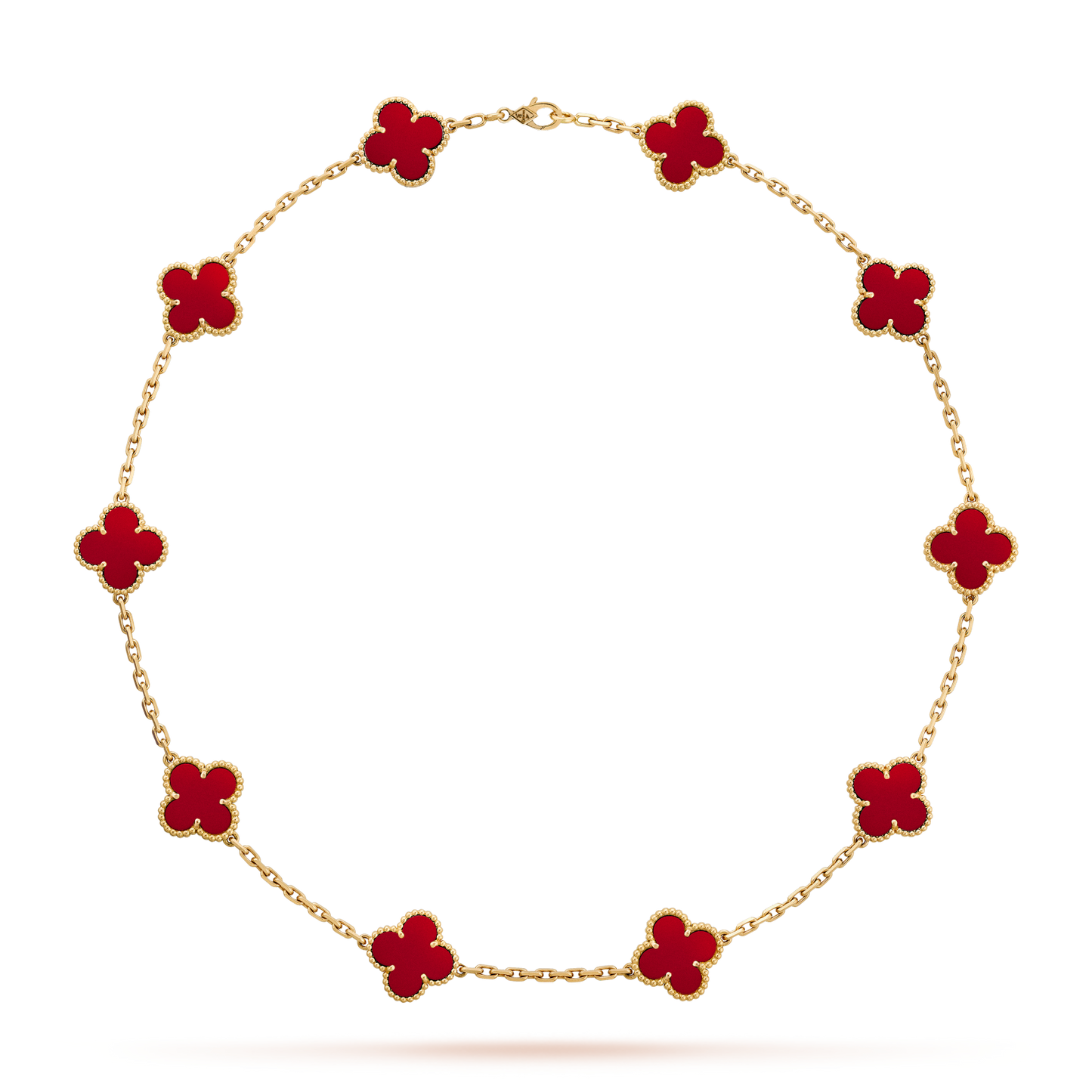 [baslovejewels]CLOVER 10 MOTIFS CARNELIAN NECKLACE