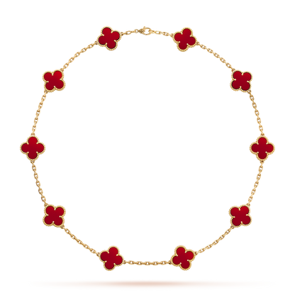 [baslovejewels]CLOVER 10 MOTIFS CARNELIAN NECKLACE