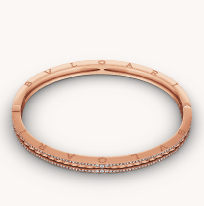 [baslovejewels]ZERO 1 SPIRAL AND PAVED DIAMOND PINK GOLD BRACELET
