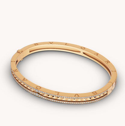 [baslovejewels]ZERO 1 SPIRAL AND PAVED DIAMOND GOLD BRACELET