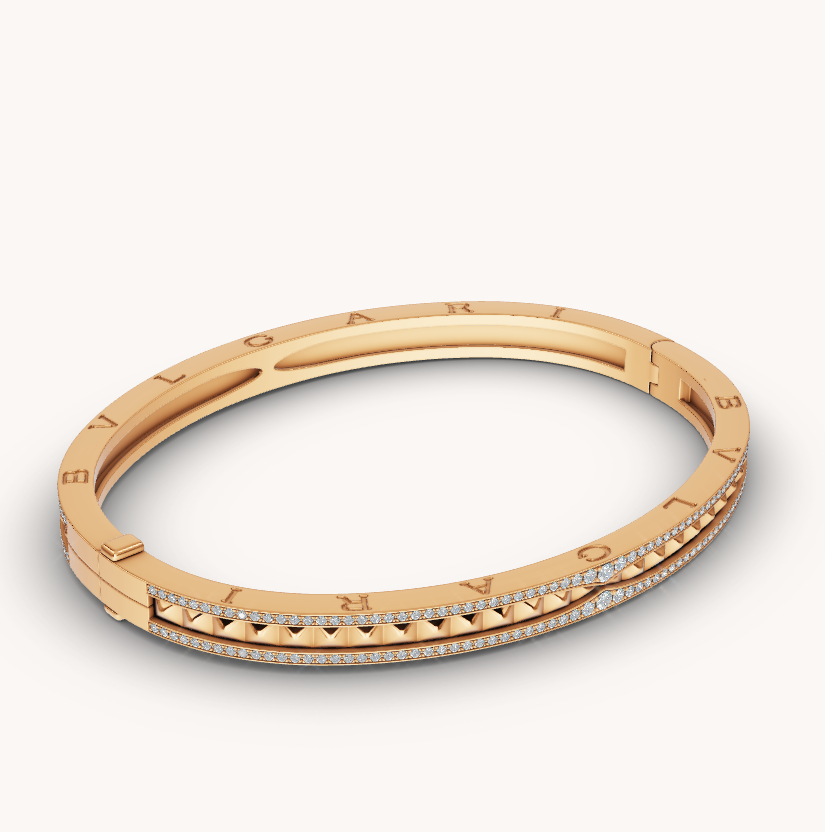 [baslovejewels]ZERO 1 SPIRAL AND PAVED DIAMOND GOLD BRACELET
