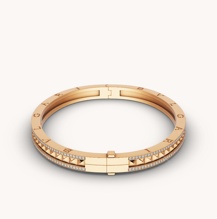 [baslovejewels]ZERO 1 SPIRAL AND PAVED DIAMOND GOLD BRACELET