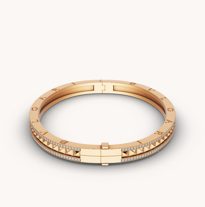 [baslovejewels]ZERO 1 SPIRAL AND PAVED DIAMOND GOLD BRACELET