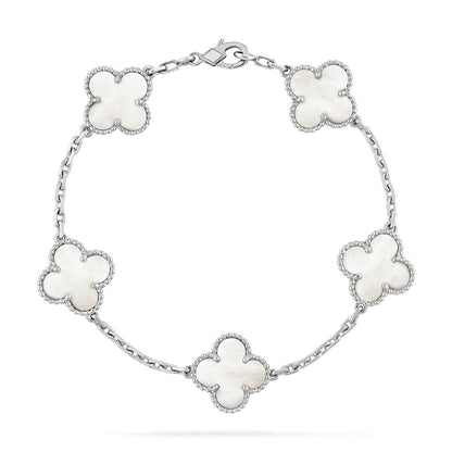 [baslovejewels]CLOVER SILVER MOP 5 MOTIF BRACELET