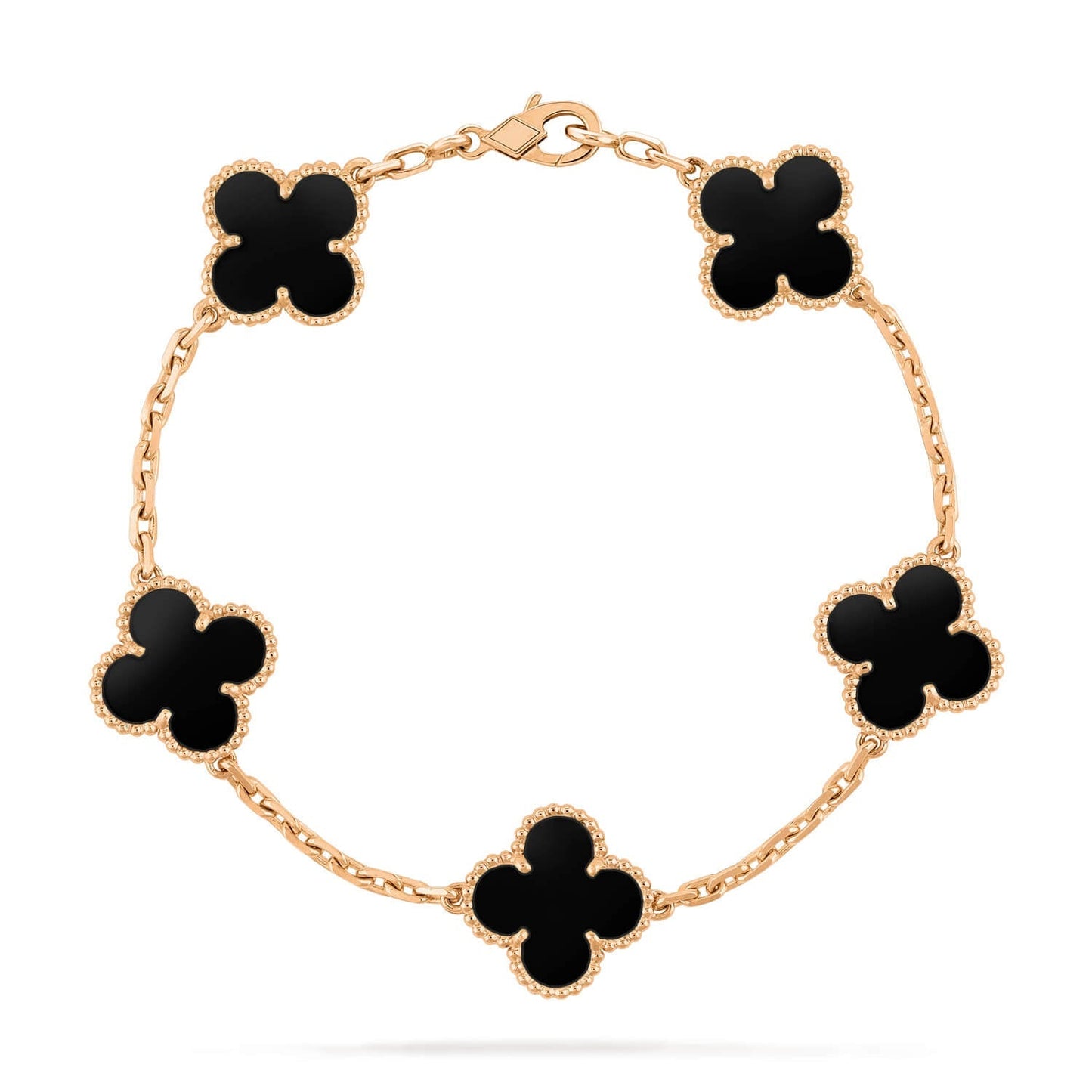 [baslovejewels]CLOVER  5 MOTIFS BLACK ONYX BRACELET