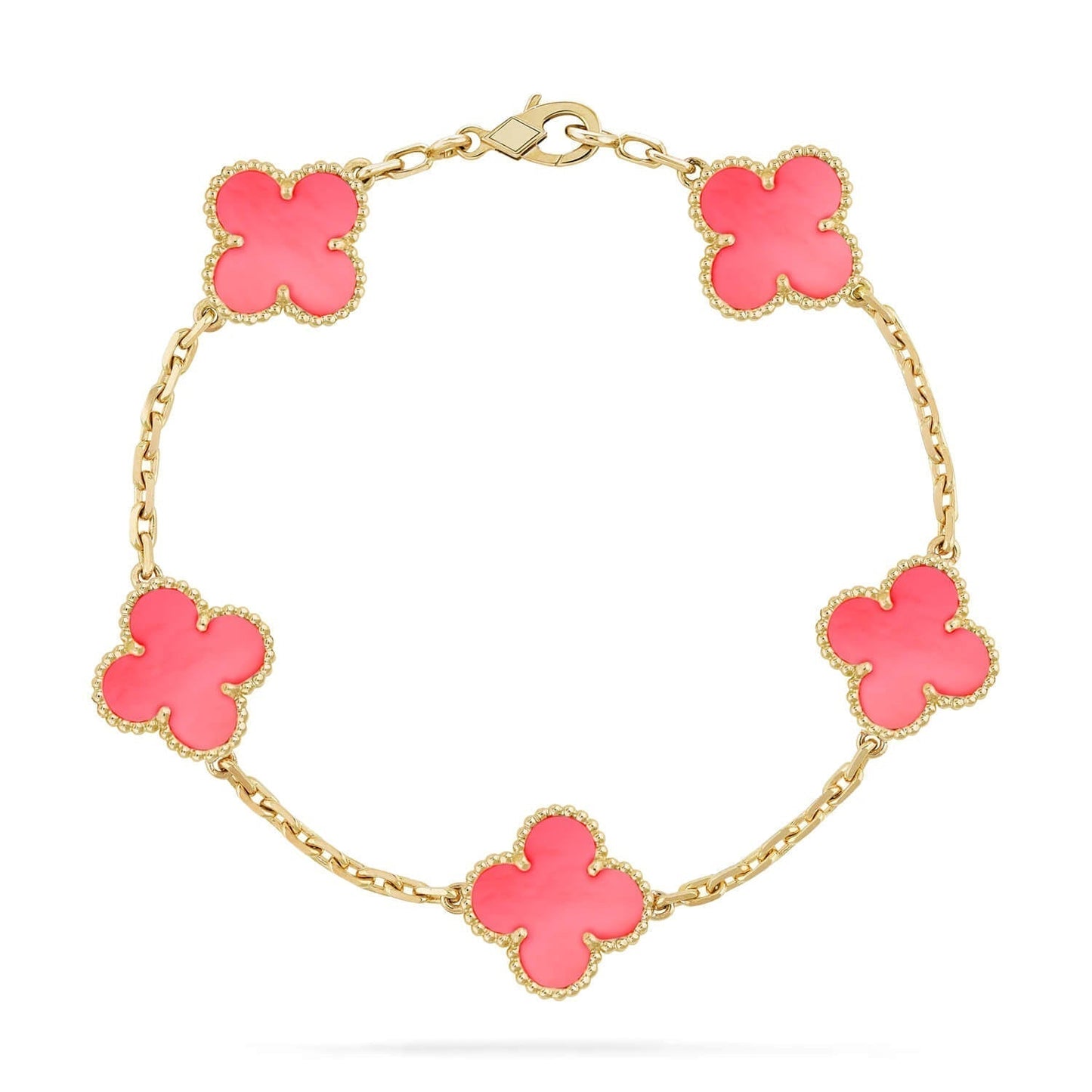 [baslovejewels]CLOVER 5 PINK MOP BRACELET