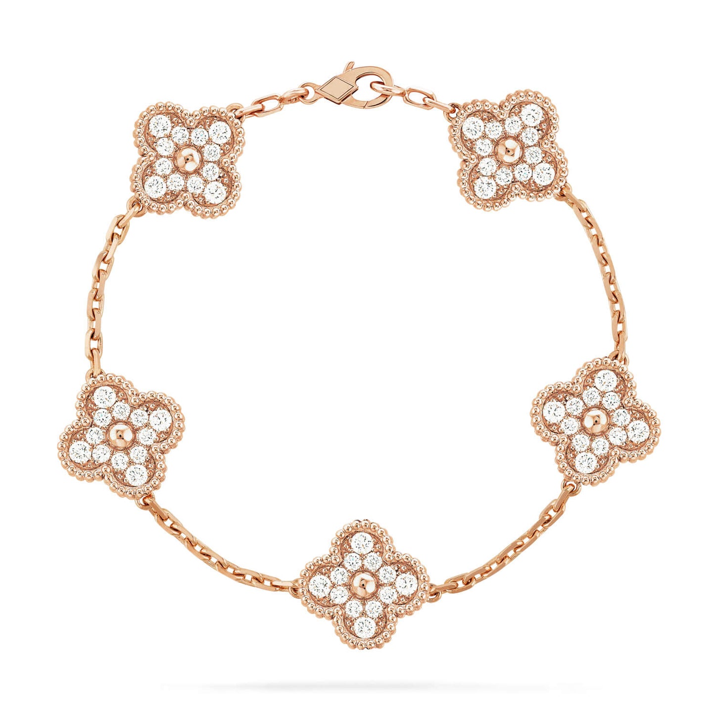 [baslovejewels]CLOVER 5 MOTIFS  FULL DIAMOND BRACELET