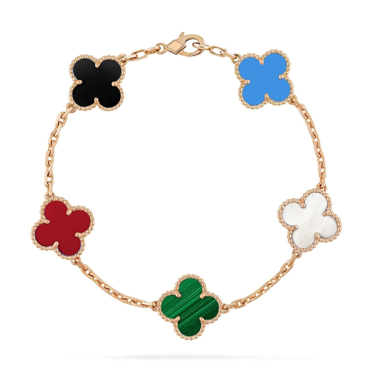 [baslovejewels]CLOVER 5 MOTIFS MULTICOLOR  BRACELET