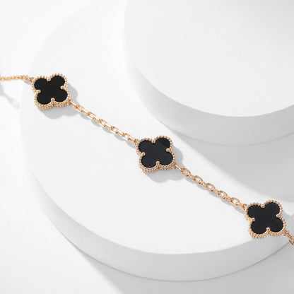 [baslovejewels]CLOVER 10 MOTIFS ONYX NECKLACE