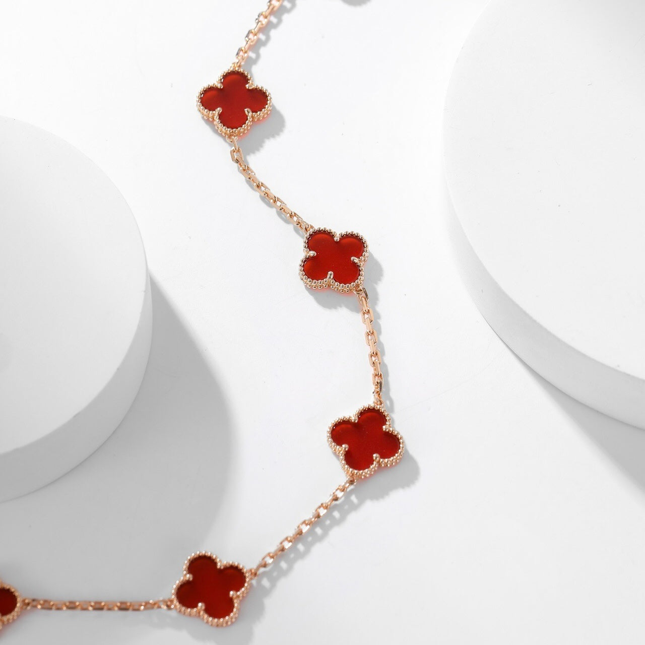 [baslovejewels]CLOVER 10 MOTIFS CARNELIAN NECKLACE