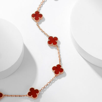 [baslovejewels]CLOVER 10 MOTIFS CARNELIAN NECKLACE