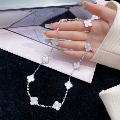 [baslovejewels]CLOVER 10 MOTIFS WHITE MOTHER OF PEARL NECKLACE