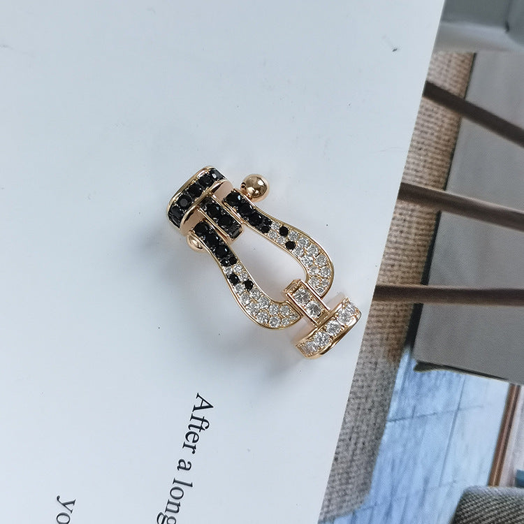 [baslovejewels]FORCE LARGE HORSESHOE BLACK WHITE DIAMOND BRACELET ROSE GOLD