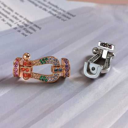 [baslovejewels]FORCE LARGE HORSESHOE  COLORED DIAMOND BRACELET ROSE GOLD