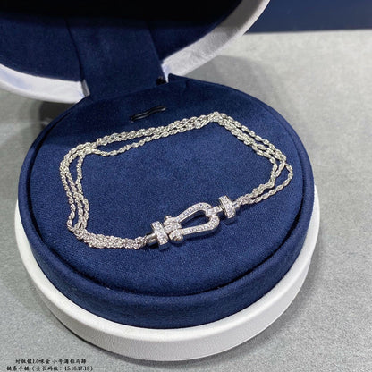[baslovejewels]FORCE SMALL HORSESHOE  DIAMOND CHAIN ROPE BRACELET