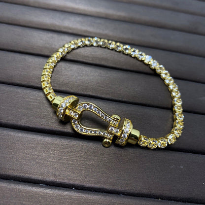 [baslovejewels]FORCE  LARGE HORSESHOE FULL DIAMOND TENNIS BRACELET