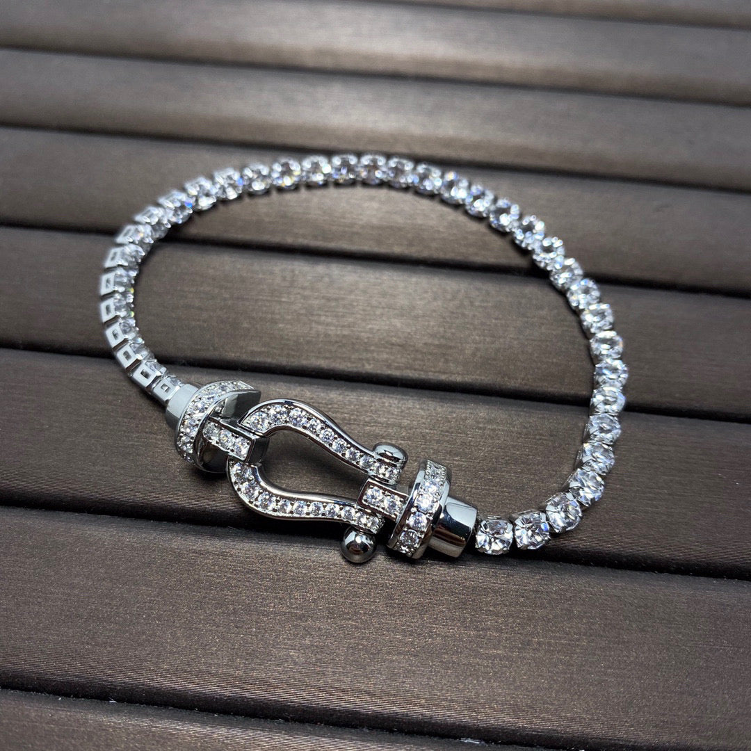 [baslovejewels]FORCE  LARGE HORSESHOE FULL DIAMOND TENNIS BRACELET
