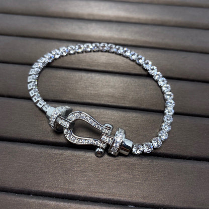 [baslovejewels]FORCE  LARGE HORSESHOE FULL DIAMOND TENNIS BRACELET