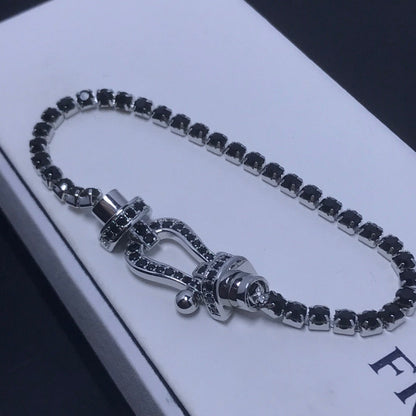[baslovejewels]FORCE  LARGE HORSESHOE FULL DIAMOND TENNIS BRACELET