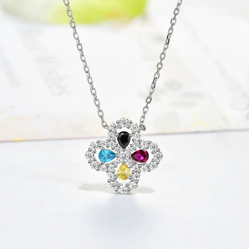 [baslovejewels]LOOP NECKLACE FULL MOTIF DIAMOND 16MM MULTIPLE COLORS