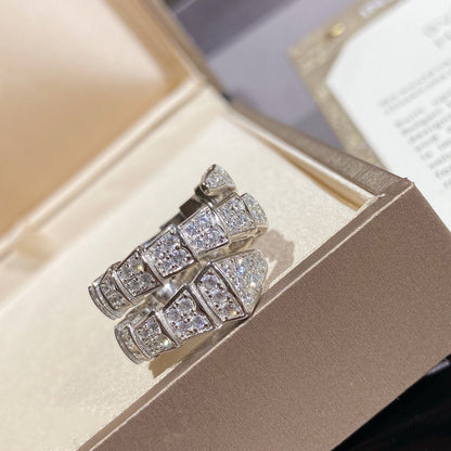 [baslovejewels]SERPENTI DOUBLE RING SILVER DIAMOND PAVED