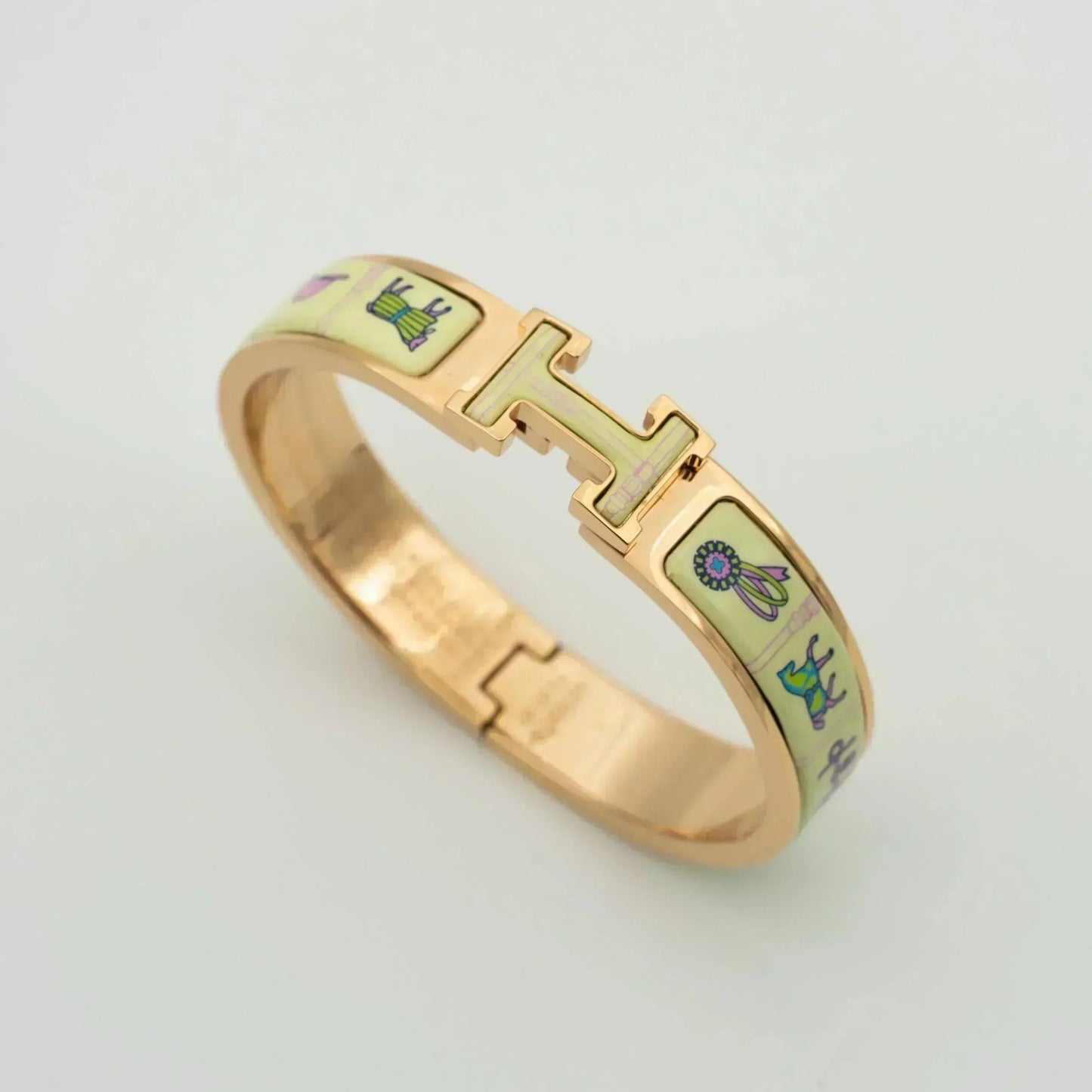 [baslovejewels]H PINK GOLD BRACELET CREAM CERAMIC