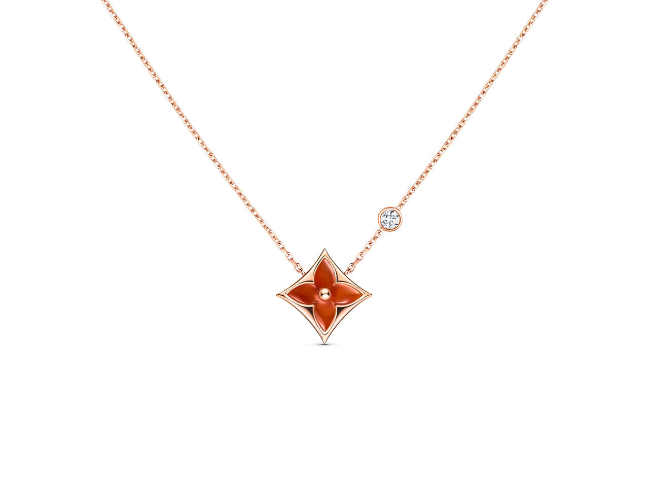 [baslovejewels]STAR NECKLACE PINK GOLD 1 DIAMOND