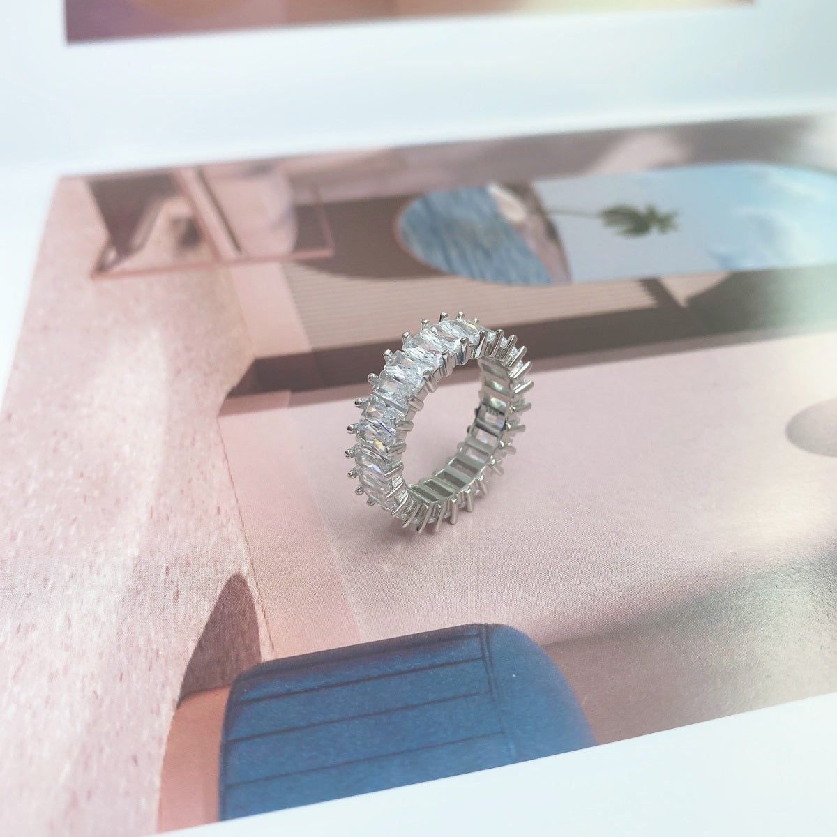 [baslovejewels]Unique Colorful Radiant Cut RIng