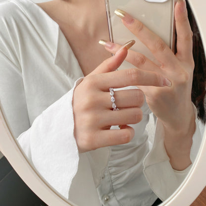 [baslovejewels]Exquisite Pear Cut Tennis Ring