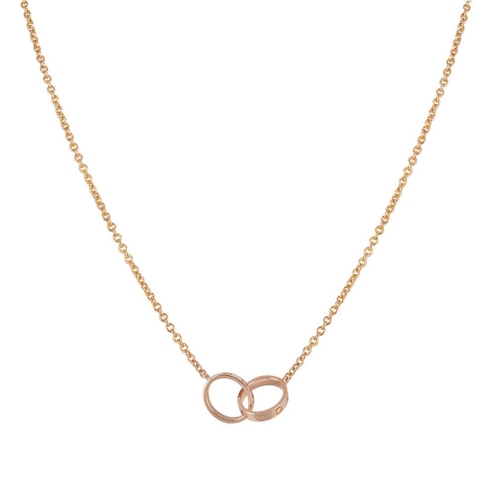 [baslovejewels]LOVE NECKLACE DOUBLE RING PINK GOLD