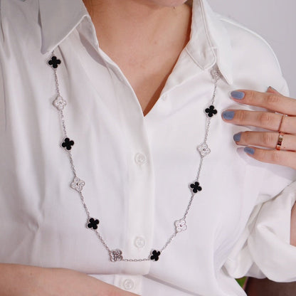 [baslovejewels]CLOVER 20 MOTIFS ONYX DIAMOND SILVER