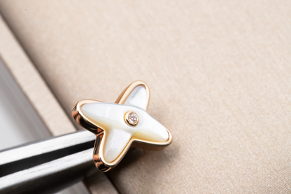[baslovejewels]JEUX DE WHITE MOP ROSE GOLD DIAMOND EARRINGS