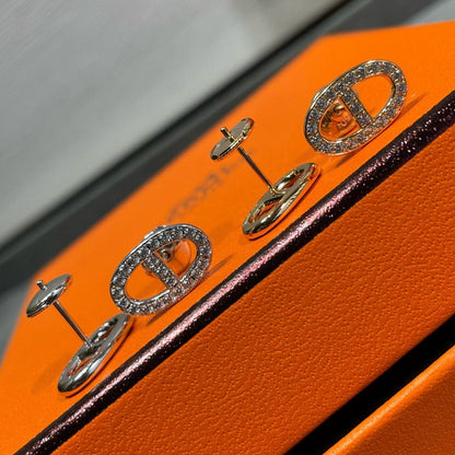 [baslovejewels]HM FULL DIAMOND PIG NOSE STUD EARRINGS