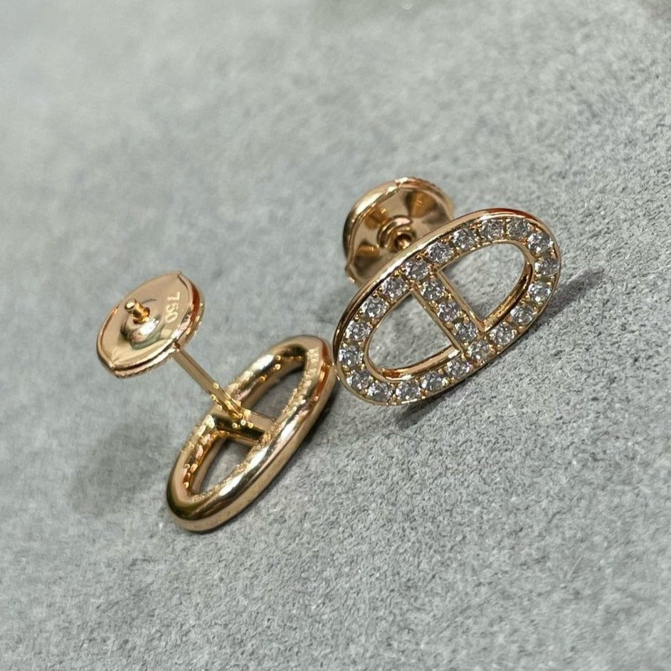 [baslovejewels]HM FULL DIAMOND PIG NOSE STUD EARRINGS