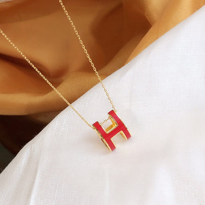 [baslovejewels]HM CLIC RED ENAMEL GOLD NECKLACE