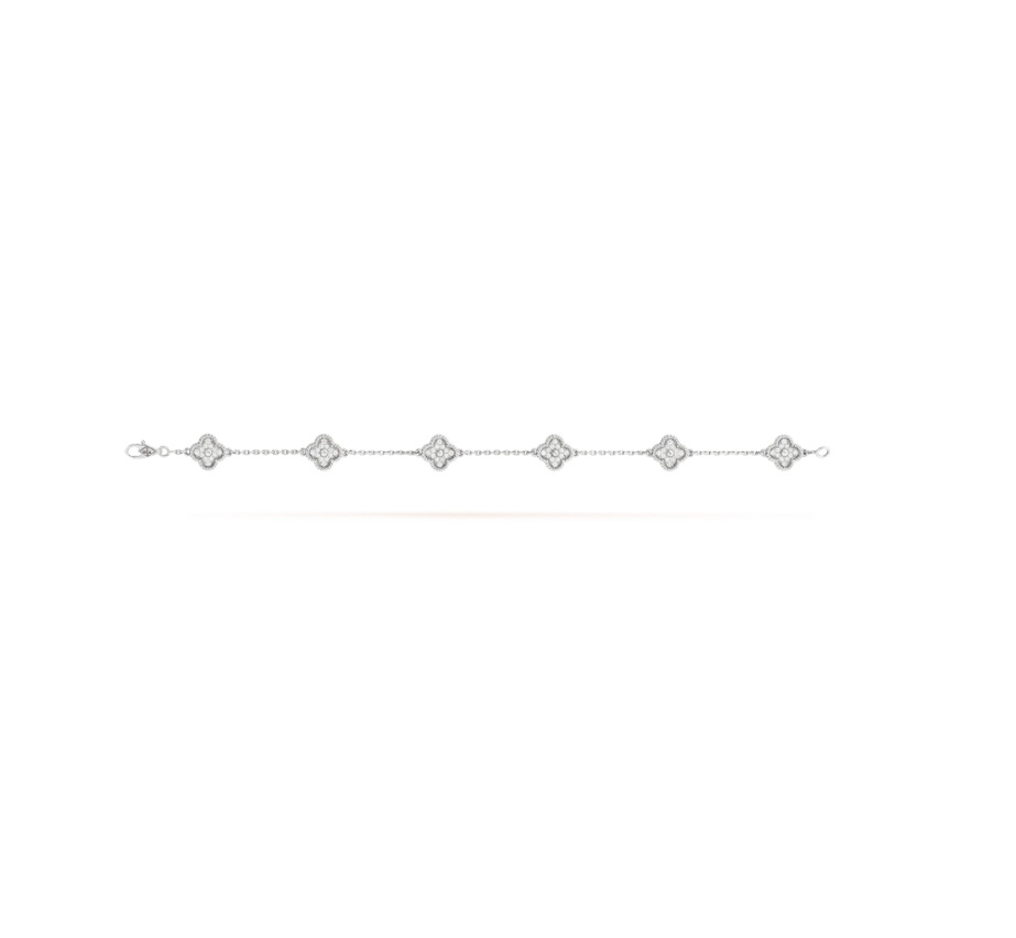 [baslovejewels]CLOVER 6 MOTIF SILVER DIAMOND BRACELET