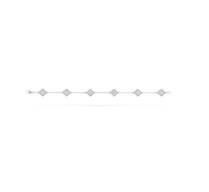 [baslovejewels]CLOVER 6 MOTIF SILVER DIAMOND BRACELET