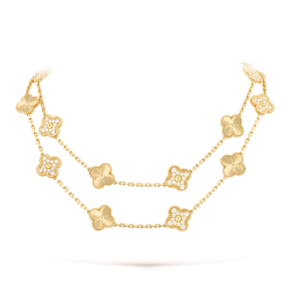 [baslovejewels]CLOVER 20 MOTIFS LASER DIAMOND NECKLACE