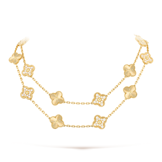 [baslovejewels]CLOVER 20 MOTIFS LASER DIAMOND NECKLACE