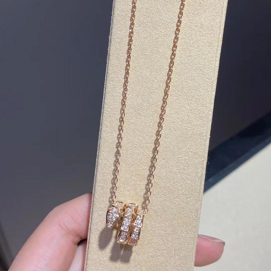 [baslovejewels]SERPENTI PINK GOLD NECKLACE DOUBLE RING DIAMOND