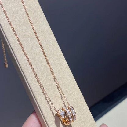 [baslovejewels]SERPENTI PINK GOLD NECKLACE DOUBLE RING DIAMOND