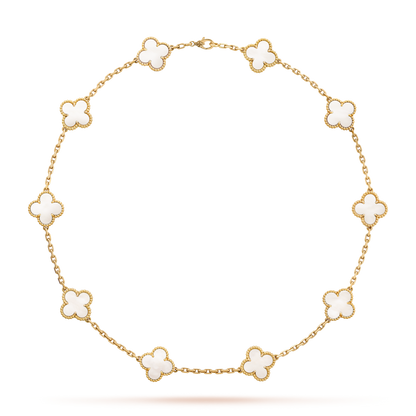 [baslovejewels]CLOVER 10 MOTIFS WHITE MOTHER OF PEARL NECKLACE