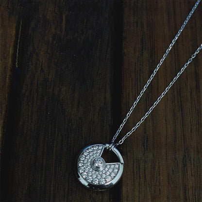 [baslovejewels]AMULETTE SILVER FULL DIAMOND NECKLACE
