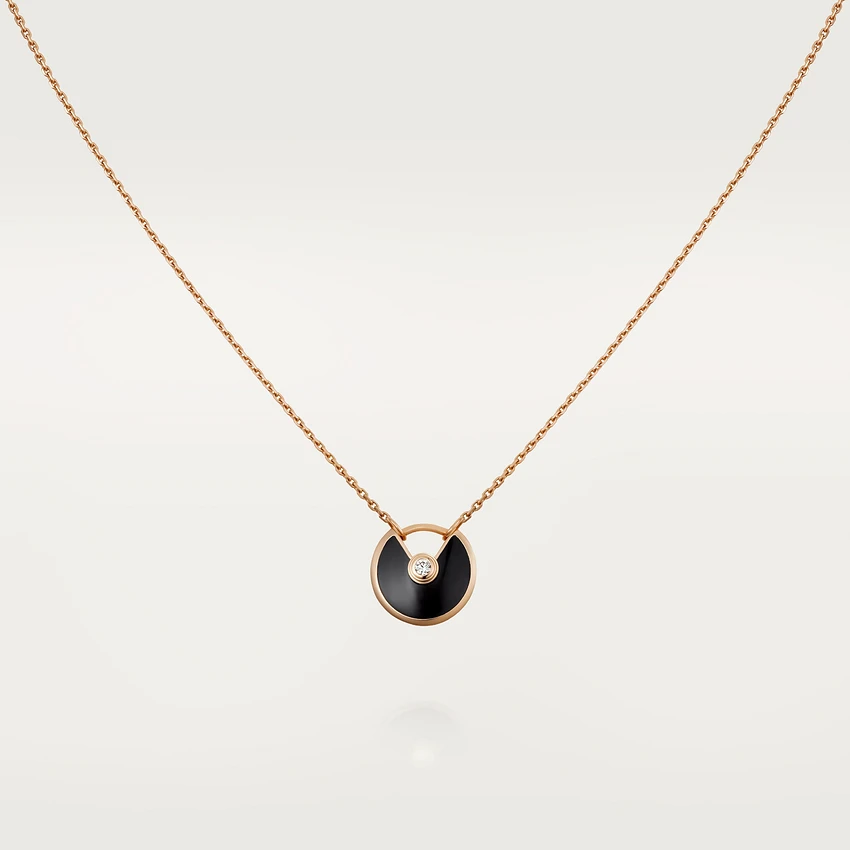 [baslovejewels]AMULETTE ROSE GOLD ONYX NECKLACE