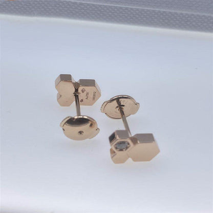 [baslovejewels]BEE LOVE PINK GOLD DIAMOND EARRINGS