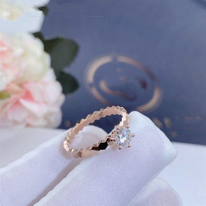 [baslovejewels]BEE LOVE RING PINK GOLD 1 DIAMOND