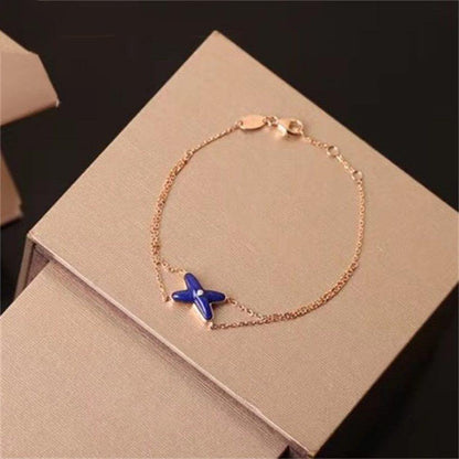 [baslovejewels]JEUX BRACELET BLUE AGATE PINK GOLD 1 DIAMOND