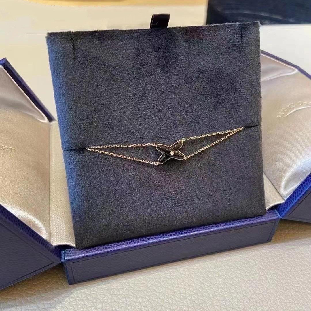 [baslovejewels]JEUX BRACELET ONYX PINK GOLD 1 DIAMOND